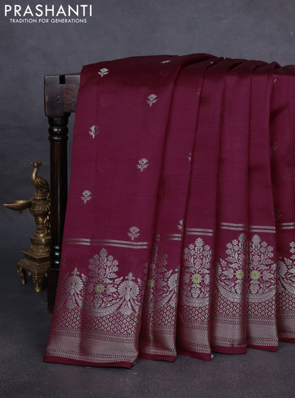 Banarasi poona silk saree maroon with zari woven buttas and rich zari woven border