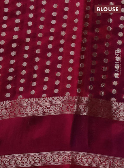 Banarasi poona silk saree blue with zari woven buttas and rettapet zari woven border