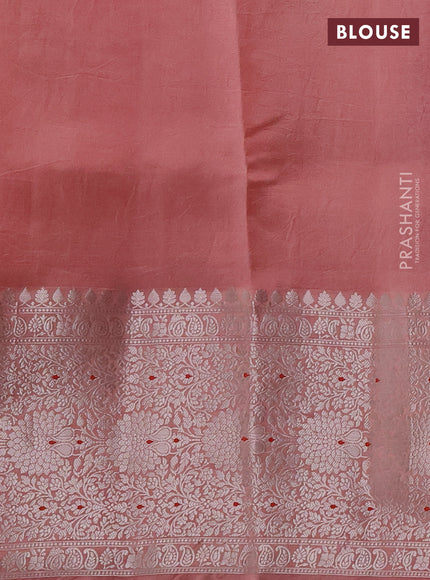 Banarasi poona silk saree red and peach orange with zari woven buttas and long zari woven border