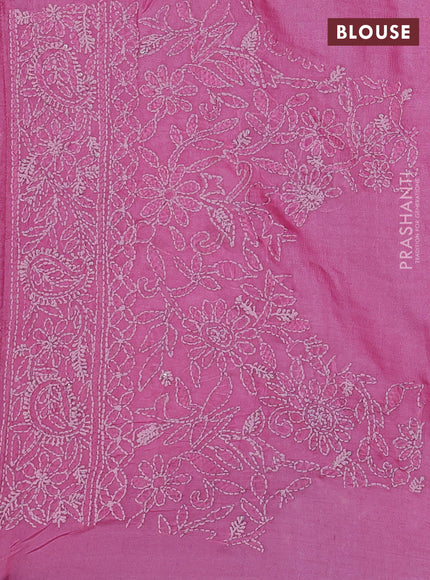 Pure tussar silk saree light pink with allover zari woven buttas and embroidery border