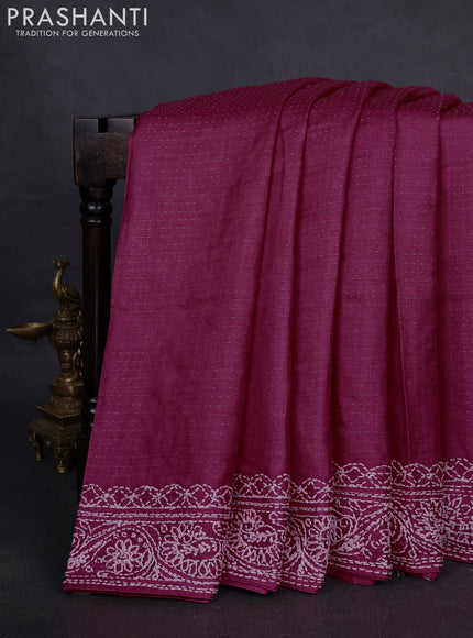 Pure tussar silk saree pink with allover zari woven buttas and embroidery border