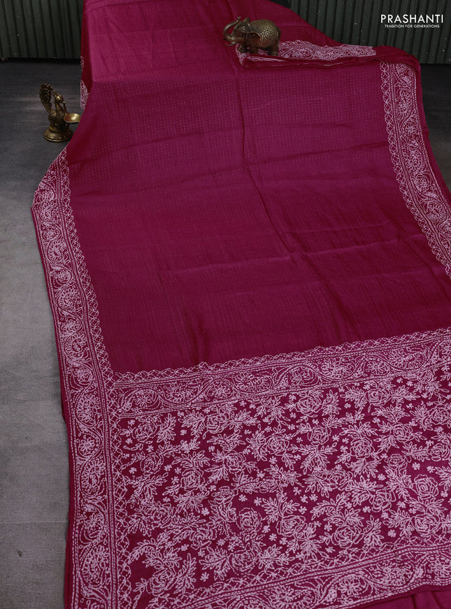 Pure tussar silk saree pink with allover zari woven buttas and embroidery border