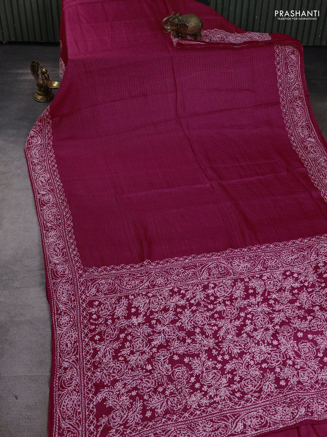 Pure tussar silk saree pink with allover zari woven buttas and embroidery border
