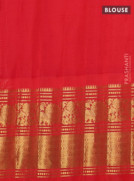 Pure gadwal silk saree cream and red with allover checks & zari buttas and ganga jamuna border