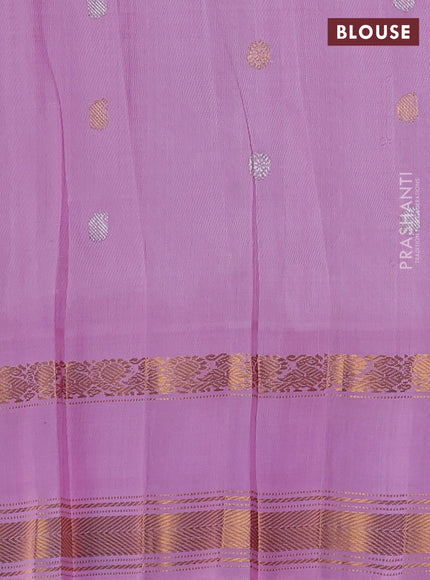 Pure gadwal silk saree coffee brown and light pink with silver & gold zari woven paisley buttas and rettapet zari woven border