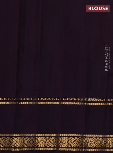 Pure gadwal silk saree grey and jamun shade with silver & gold zari woven buttas and rettapet zari woven border