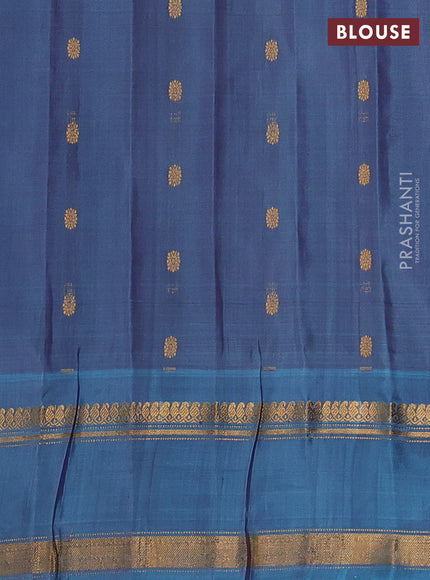 Pure gadwal silk saree pastel purple and dual tone blue with silver & gold zari woven buttas and rettapet zari woven border