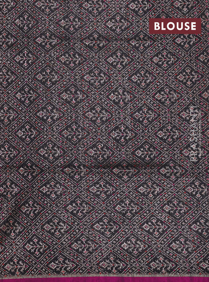 Banarasi dupion silk saree black and pink with thread & zari woven buttas and zari woven simple border