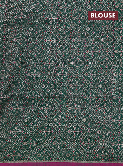 Banarasi dupion silk saree green and pink with thread & zari woven buttas and zari woven simple border