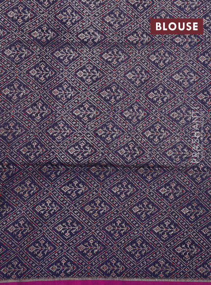 Banarasi dupion silk saree navy blue and pink with thread & zari woven buttas and zari woven simple border