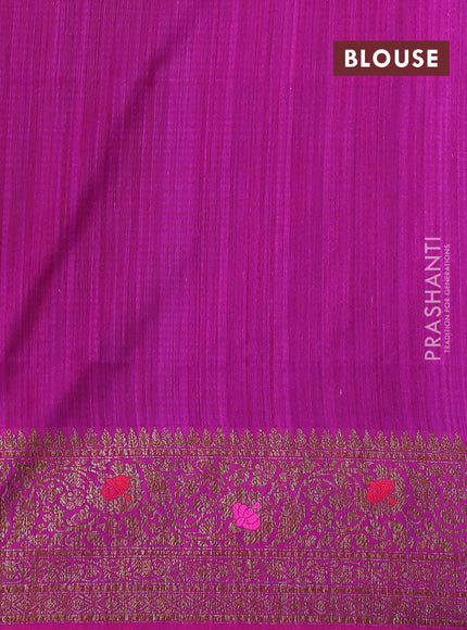 Banarasi dupion silk saree purple and pink with allover thread & zari woven floral weaves and woven border