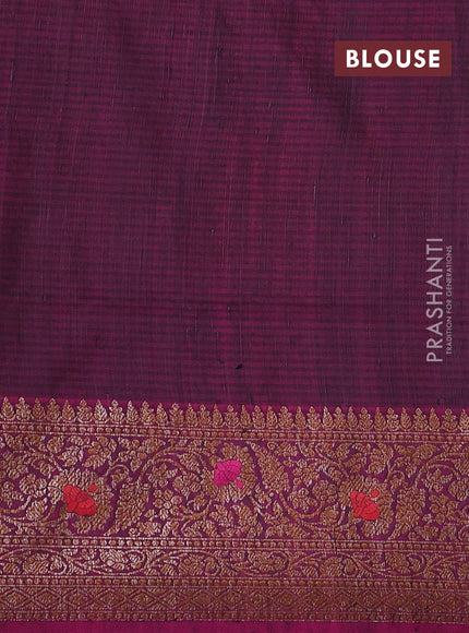 Banarasi dupion silk saree black and pink with allover thread & zari woven floral weaves and woven border