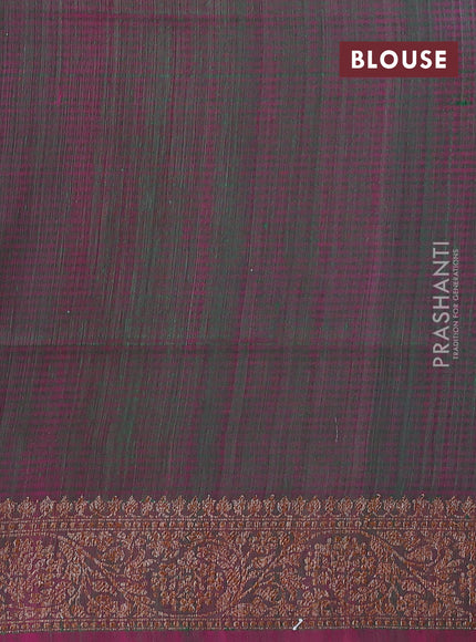 Banarasi dupion silk saree green and pink with thread & zari woven buttas and woven border