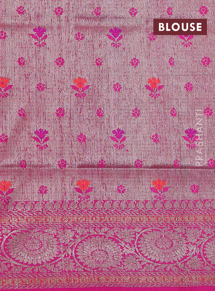Banarasi dupion silk saree dual shade of pink and pink with thread & zari woven buttas and woven border