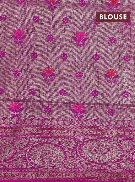 Banarasi dupion silk saree purple and pink with thread & zari woven buttas and woven border