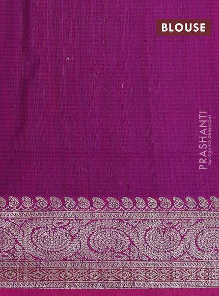 Banarasi dupion silk saree purple and magenta pink with thread & zari woven buttas and woven border