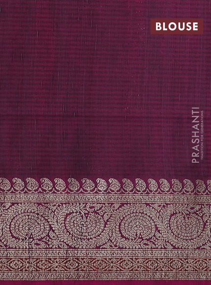 Banarasi dupion silk saree black and dark magenta pink with thread & zari woven buttas and woven border