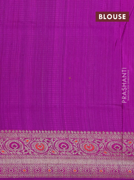 Banarasi dupion silk saree reddish pink and purple with thread & zari woven buttas and woven border
