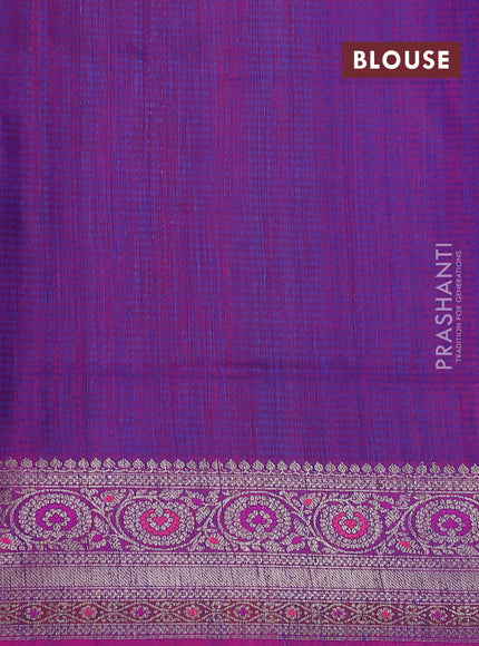 Banarasi dupion silk saree dual tone bluish green and pink with thread & zari woven buttas and woven border