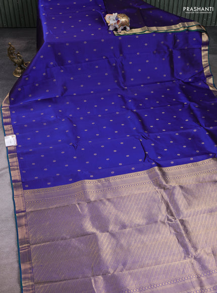 Blue Pure Kanchipuram Silk Saree Embroidered Readymade Blouse