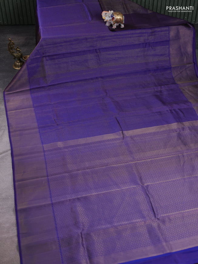 Blue Pure Kanchipuram Silk Saree Embroidered Readymade Blouse