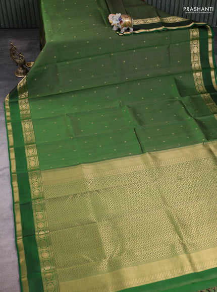 Green Pure Kanchipuram Silk Saree Embroidered Readymade Blouse