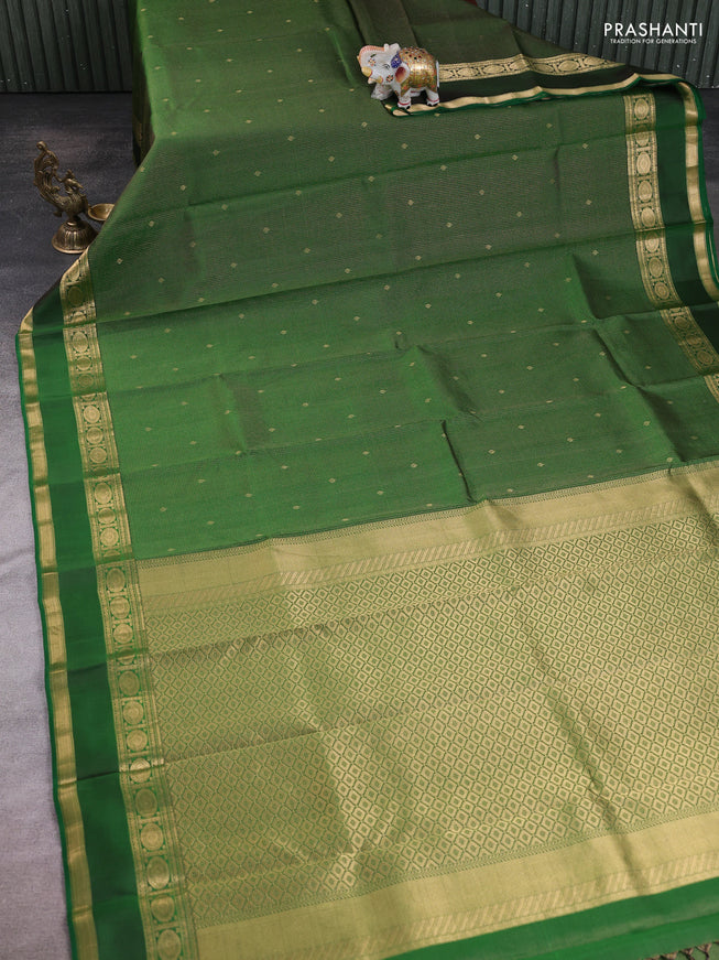Green Pure Kanchipuram Silk Saree Embroidered Readymade Blouse