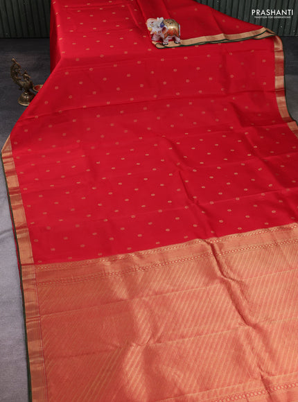 Red Pure Kanchipuram Silk Saree Embroidered Readymade Blouse