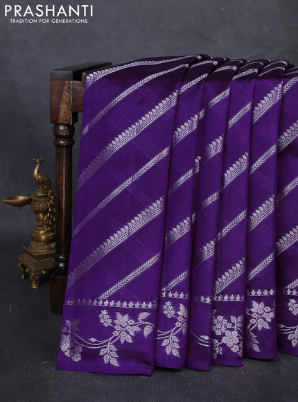 Poona Silk Saree purple with allover thread & zari weaves and zari woven border