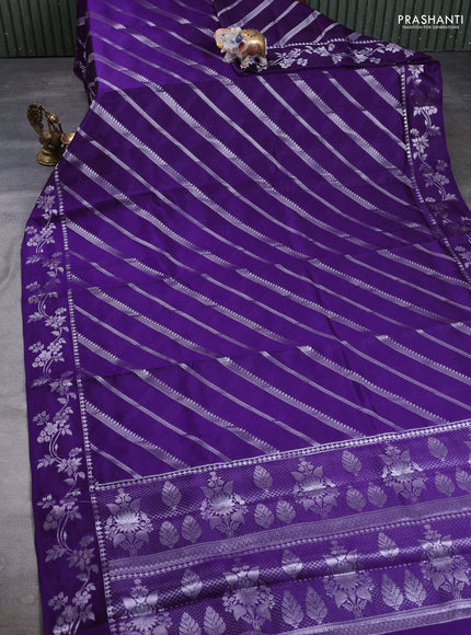 Poona Silk Saree purple with allover thread & zari weaves and zari woven border