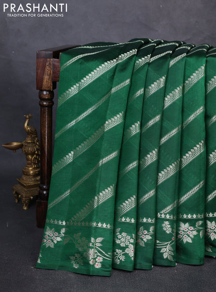 Poona Silk Saree green with allover zari weaves and zari woven border