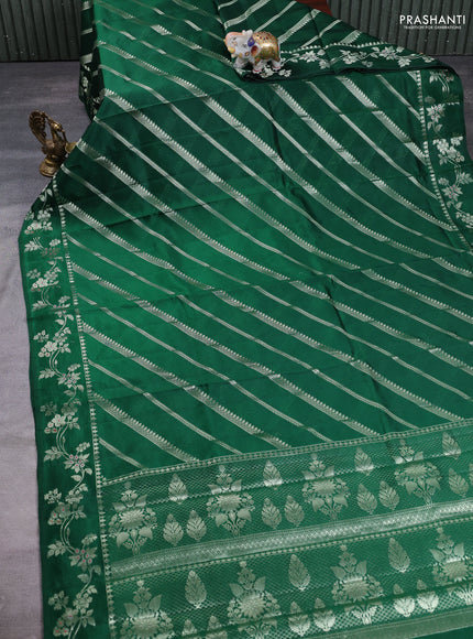 Poona Silk Saree green with allover zari weaves and zari woven border