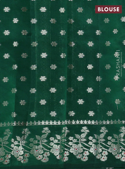 Poona Silk Saree green with allover zari weaves and zari woven border