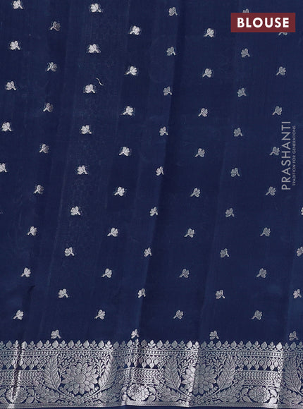 Poona Silk Saree navy blue with allover thread & zari weaves and zari woven border