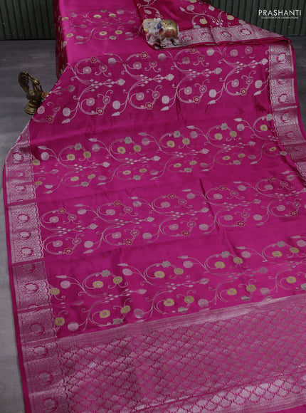 Poona Silk Saree pink with allover thread & zari weaves and zari woven border