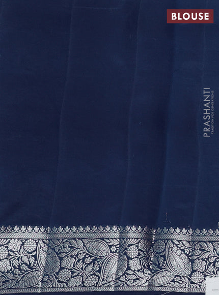 Poona Silk Saree peacock blue with allover thread & zari floral weaves and zari woven border