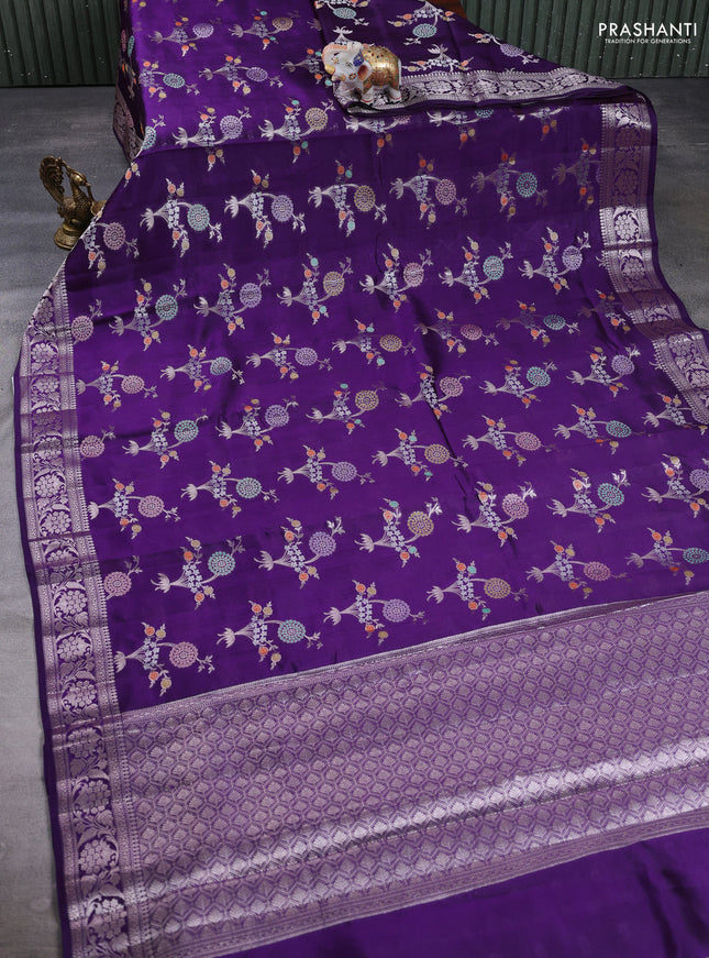 Poona Silk Saree purple with allover thread & zari weaves and zari woven border