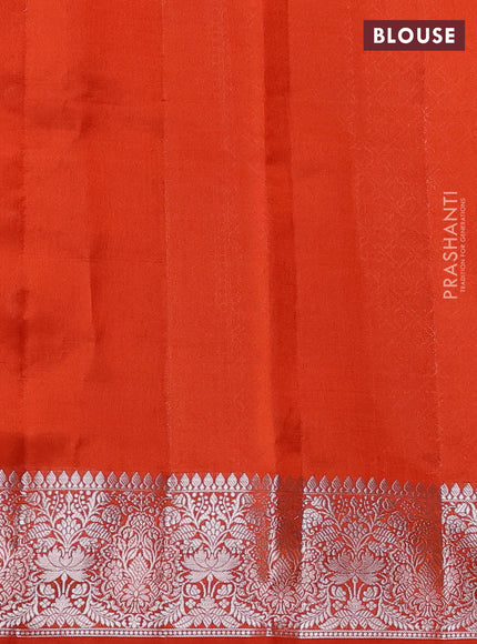 Poona Silk Saree orange with allover thread & zari weaves and zari woven border