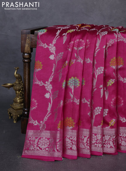 Poona Silk Saree pink with allover thread & zari weaves and zari woven border