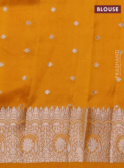 Poona Silk Saree mango yellow with allover thread & zari weaves and zari woven border