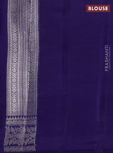 Poona Silk Saree blue with allover thread & zari weaves and zari woven border