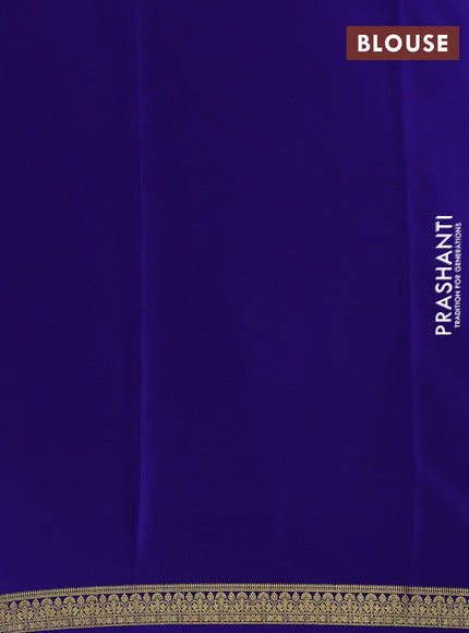 Pure Mysore Silk Saree cs blue and blue with plain body and zari woven border