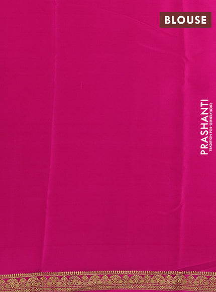 Pure Mysore Silk Saree maroon and pink with plain body and zari woven border