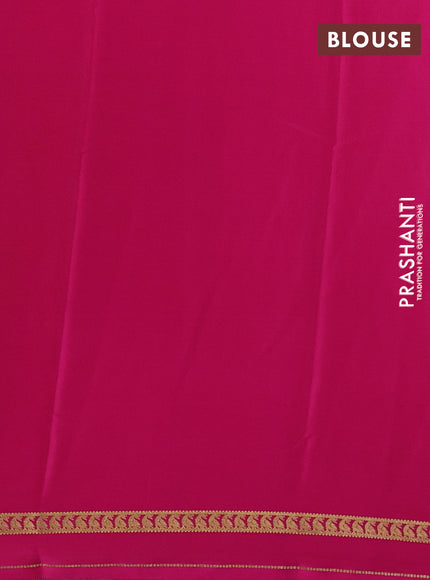Pure Mysore Silk Saree mehendi green and pink with plain body and rettapet zari woven border