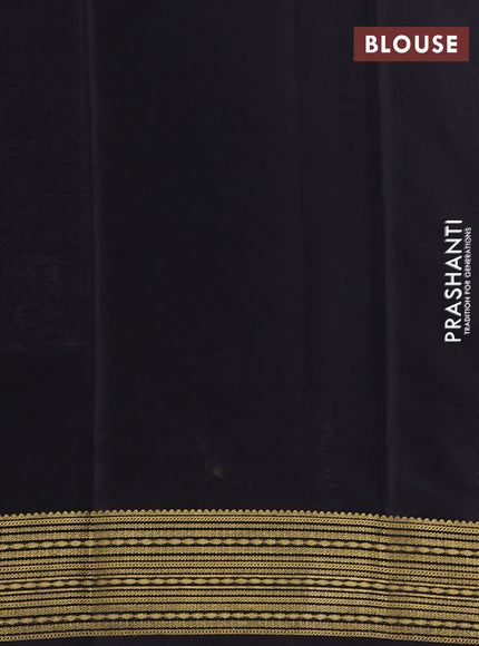 Pure Mysore Silk Saree lotus pink and black with plain body and zari woven border