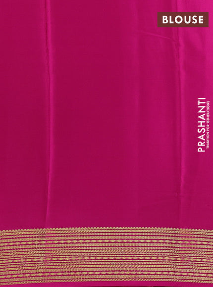 Pure Mysore Silk Saree light green and pink with plain body and zari woven border