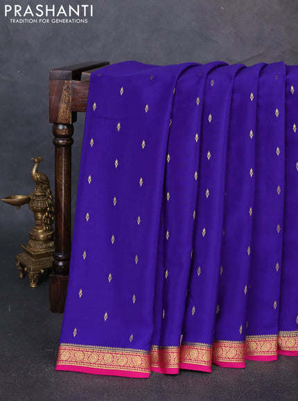 Pure Mysore Silk Saree violet and pink with zari woven buttas and zari woven border