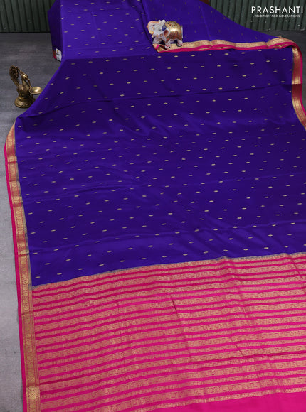 Pure Mysore Silk Saree violet and pink with zari woven buttas and zari woven border
