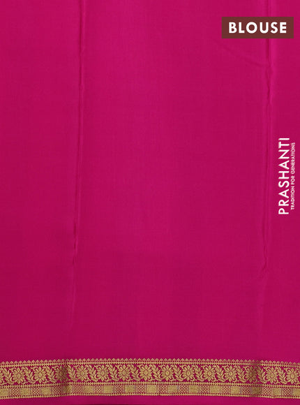 Pure Mysore Silk Saree coffee brown and pink with allover small zari woven checked pattern and zari woven border