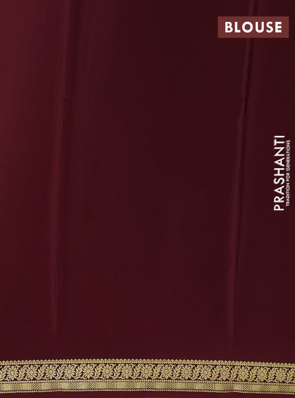 Pure Mysore Silk Saree rust shade and coffee brown with allover small zari woven checked pattern and zari woven border
